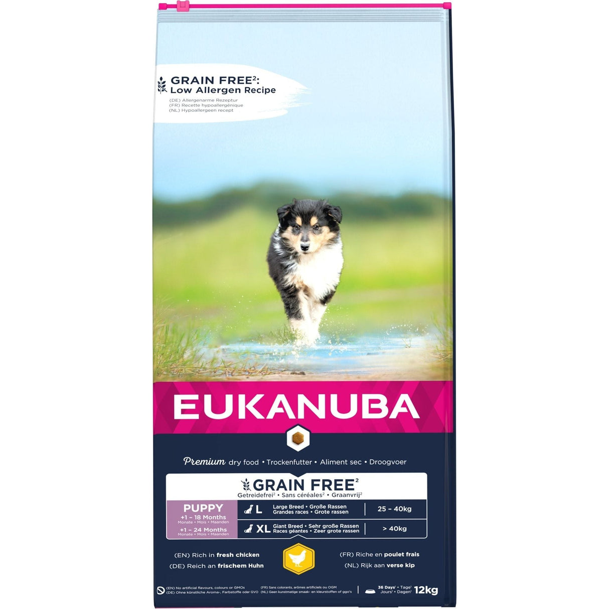 12 kg Eukanuba Welpen Grain Free mit Huhn für Große Rassen - Eukanuba