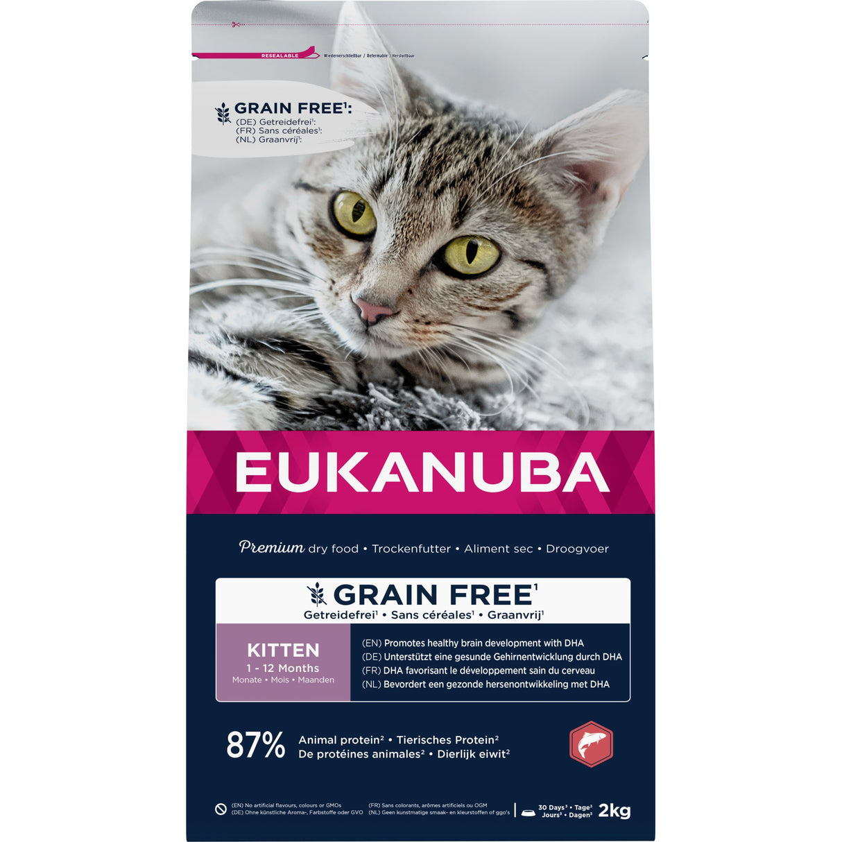 4x2kg EUKANUBA Kitten Grain Free mit Lachs - Eukanuba
