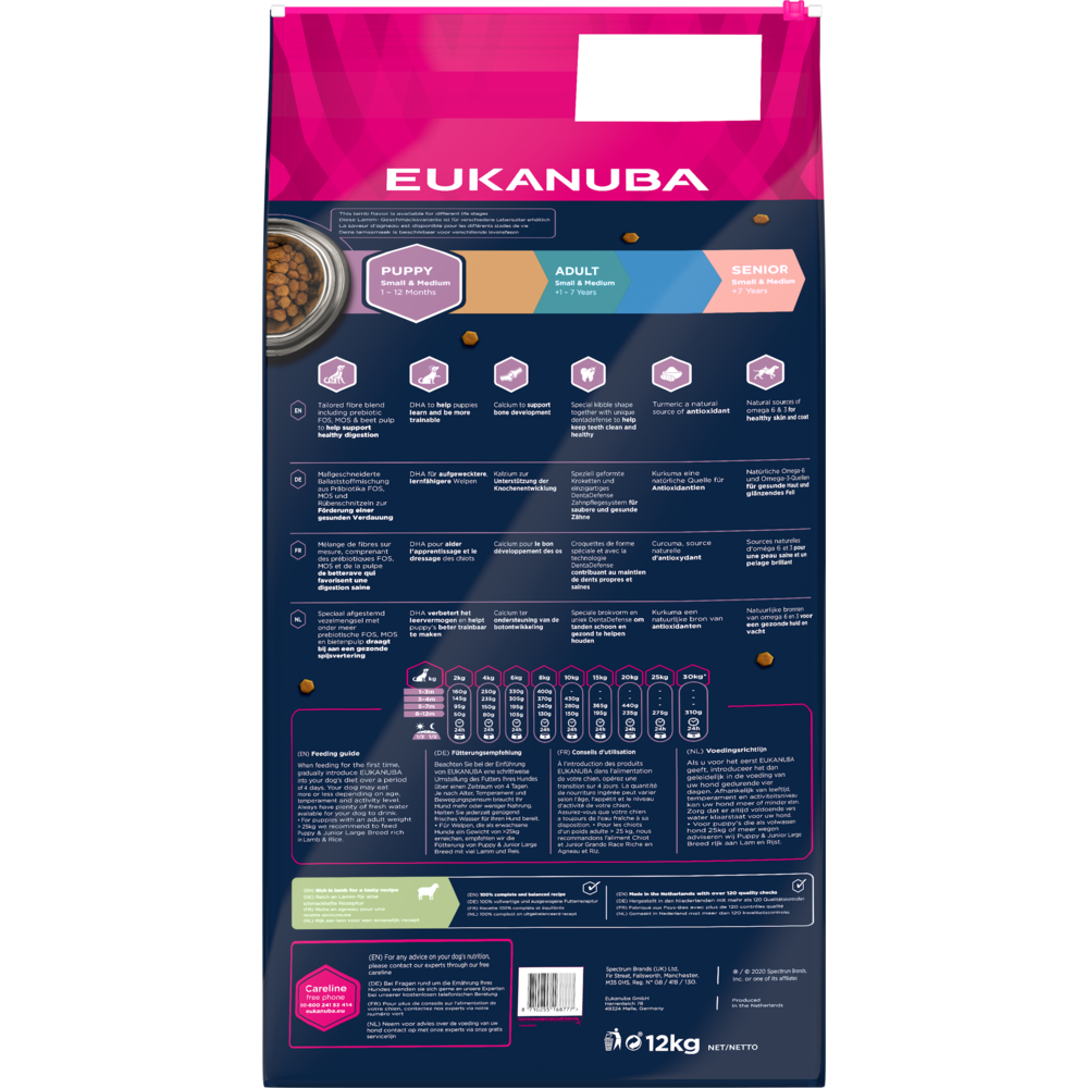 12 kg EUKANUBA Welpen kleine & mittlere Rassen mit Lamm & Reis