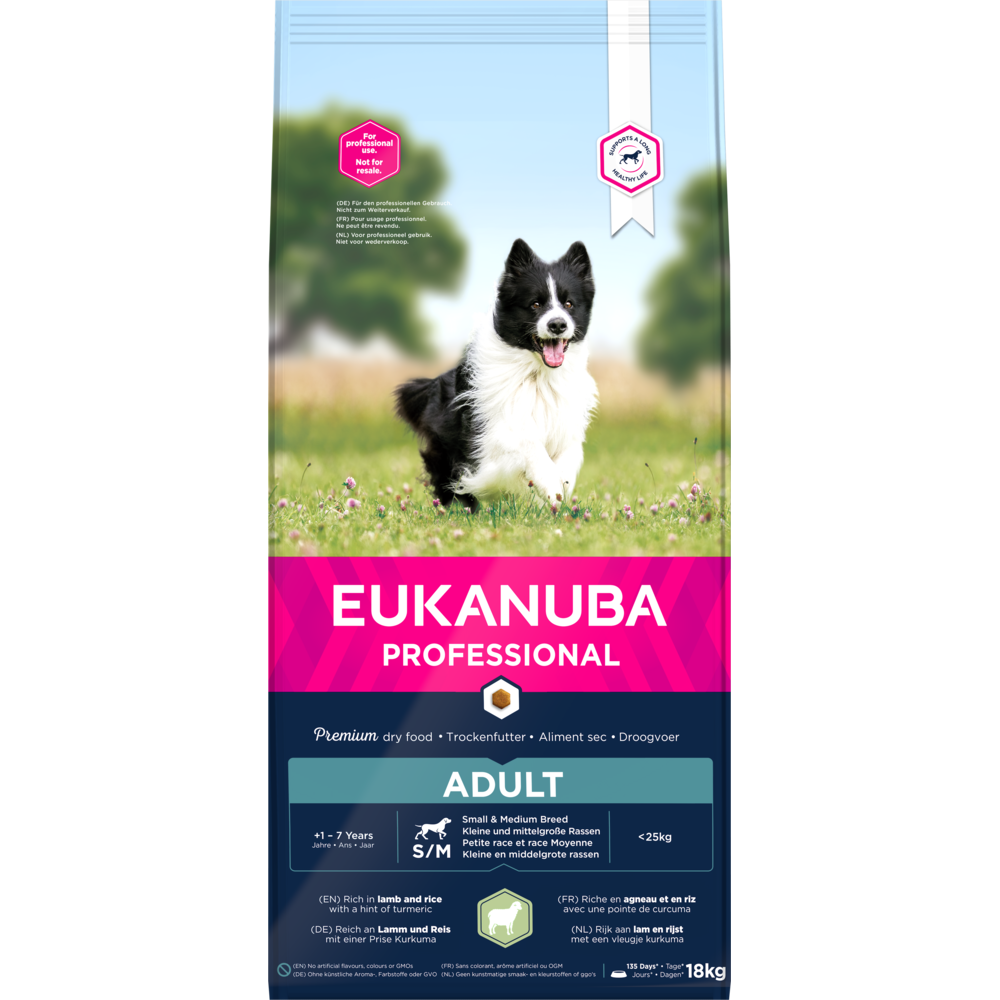 18 kg EUKANUBA Erwachsene kleine & mittlere Rassen mit Lamm & Reis