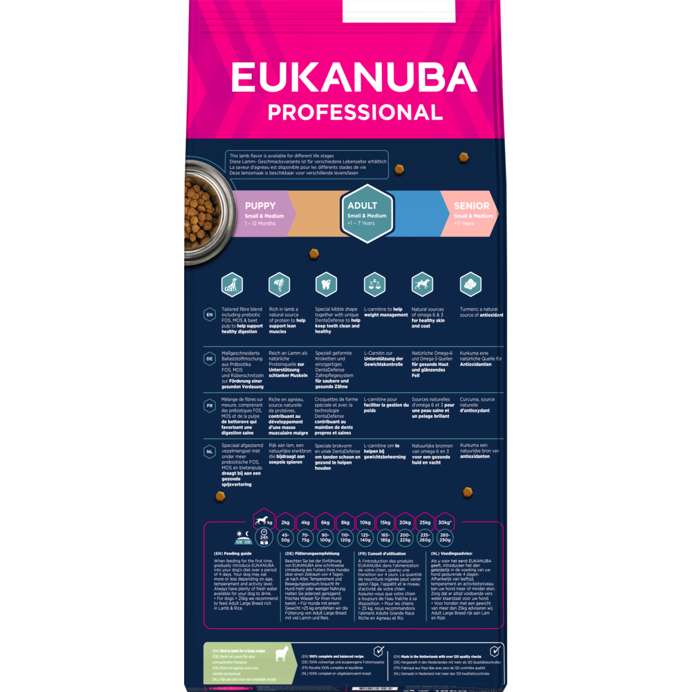 18 kg EUKANUBA Erwachsene kleine & mittlere Rassen mit Lamm & Reis