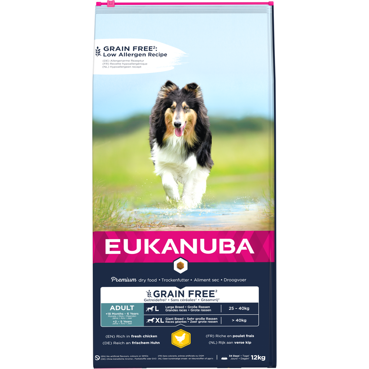 🎁 12 kg EUKANUBA Erwachsen große Rassen Grain Free mit Huhn (100% off)