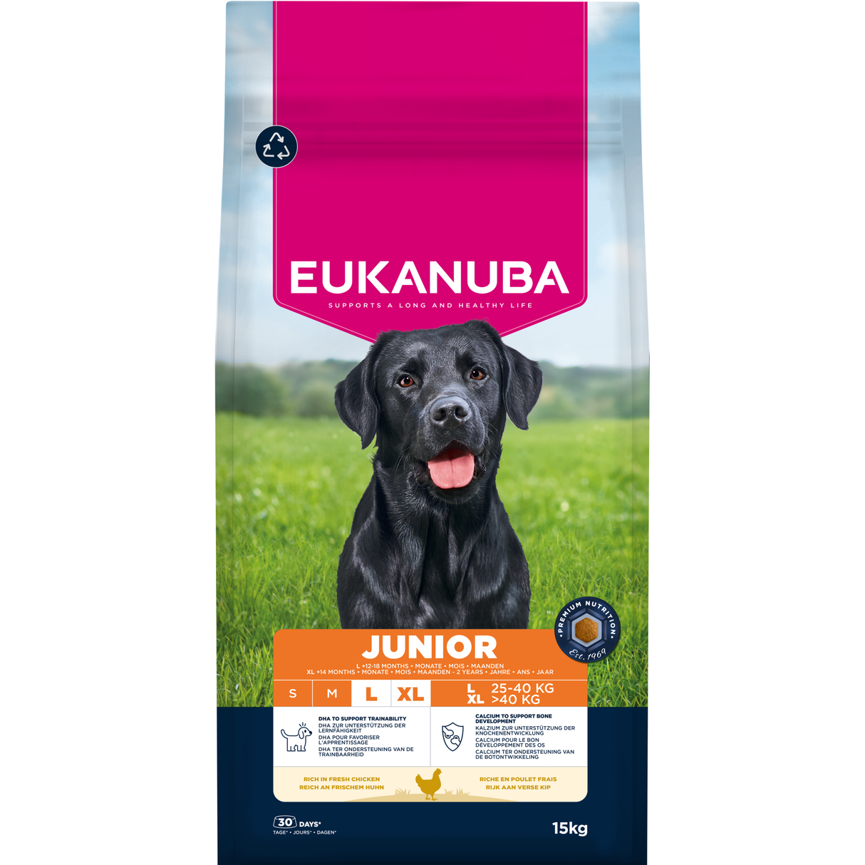 15 kg EUKANUBA Junior L/XL mit Huhn
