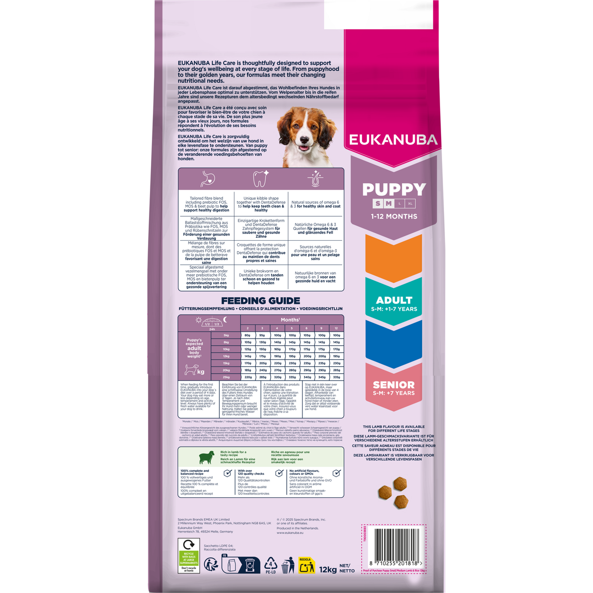 12 kg EUKANUBA Puppy S/M mit Lamm & Reis