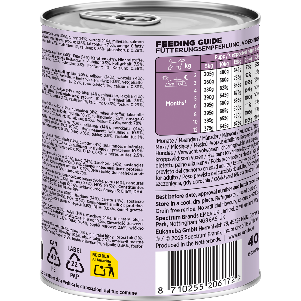 6x400g EUKANUBA Nassfutter Welpen mit Pute und Karotte