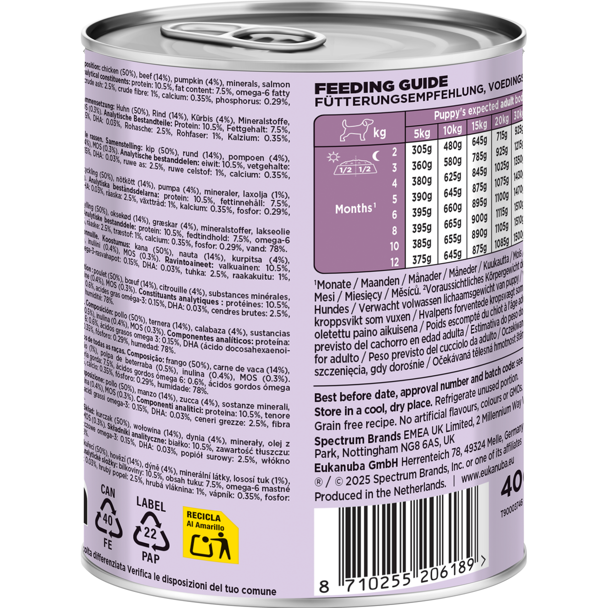 6x400g EUKANUBA Nassfutter Welpen mit Rind und Kürbis