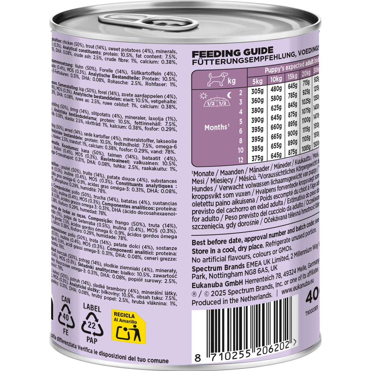 6x400g EUKANUBA Nassfutter Welpen mit Forelle und Süßkartoffeln