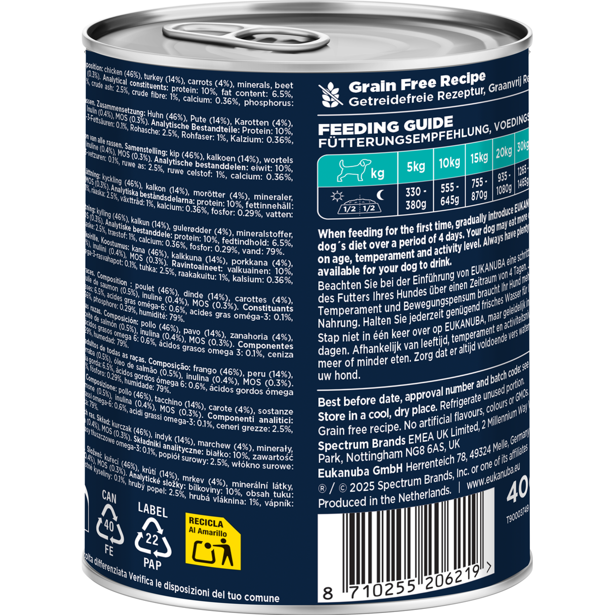 6x400g EUKANUBA Nassfutter Erwachsene mit Pute und Karotte