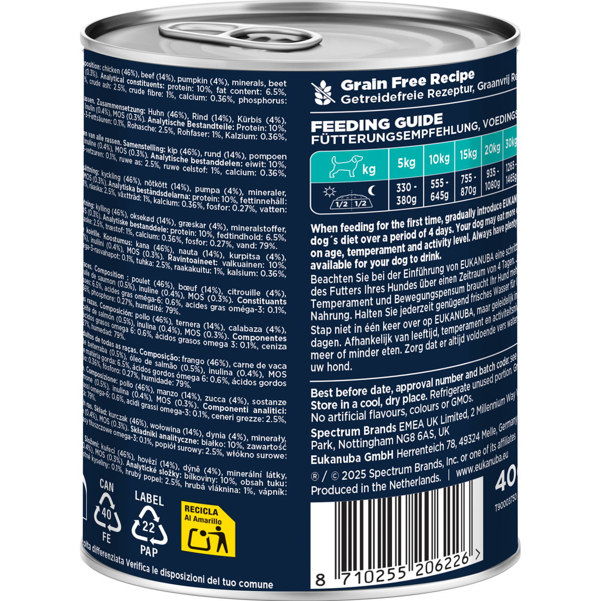 6x400g EUKANUBA Nassfutter Erwachsene mit Rind und Kürbis