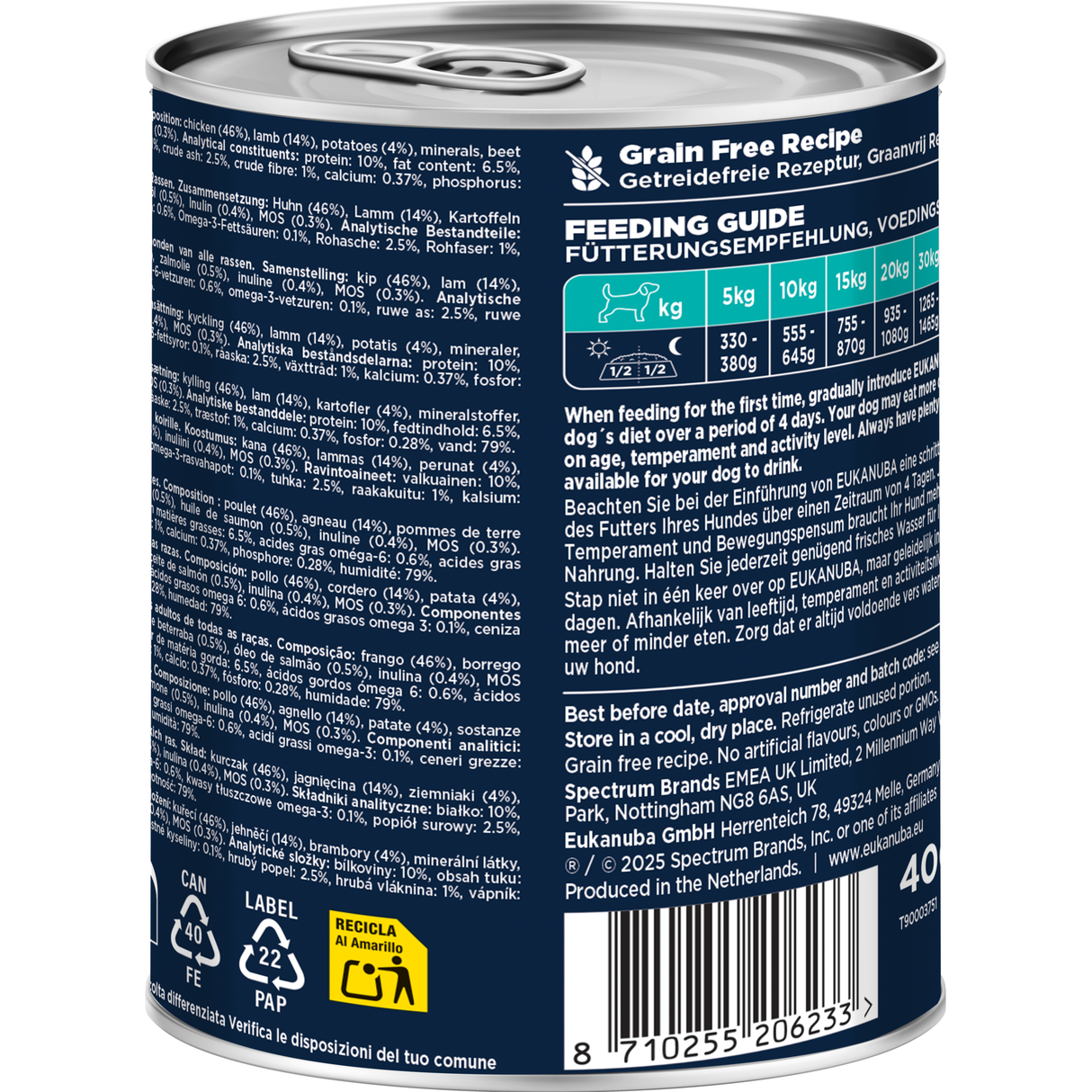 6x400g EUKANUBA Nassfutter Erwachsene Lamm und Kartoffeln