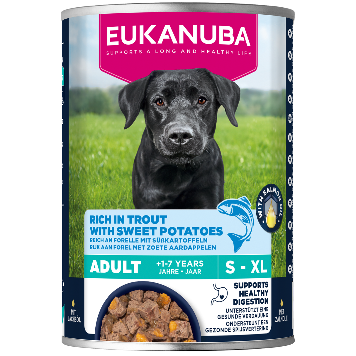 6x400g EUKANUBA Nassfutter Erwachsene Forelle und Süßkartoffeln