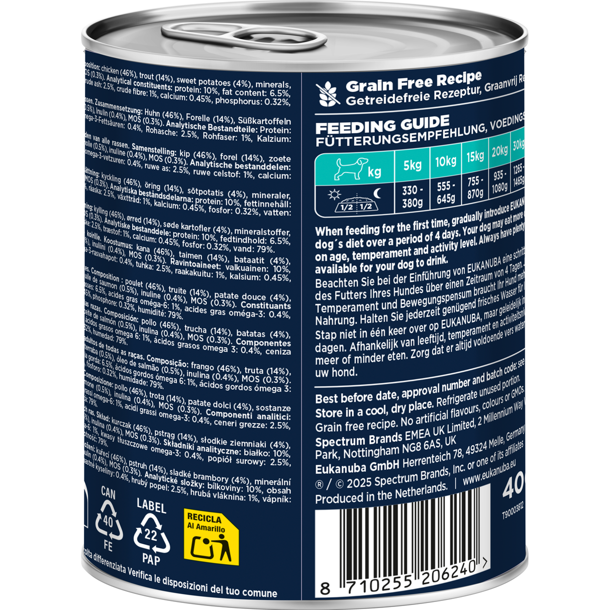 6x400g EUKANUBA Nassfutter Erwachsene Forelle und Süßkartoffeln