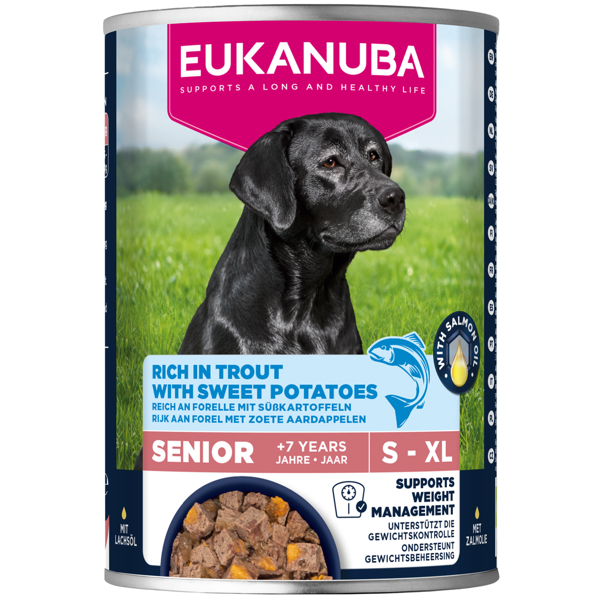 6x400g EUKANUBA Nassfutter Senior mit Forelle und Süßkartoffeln