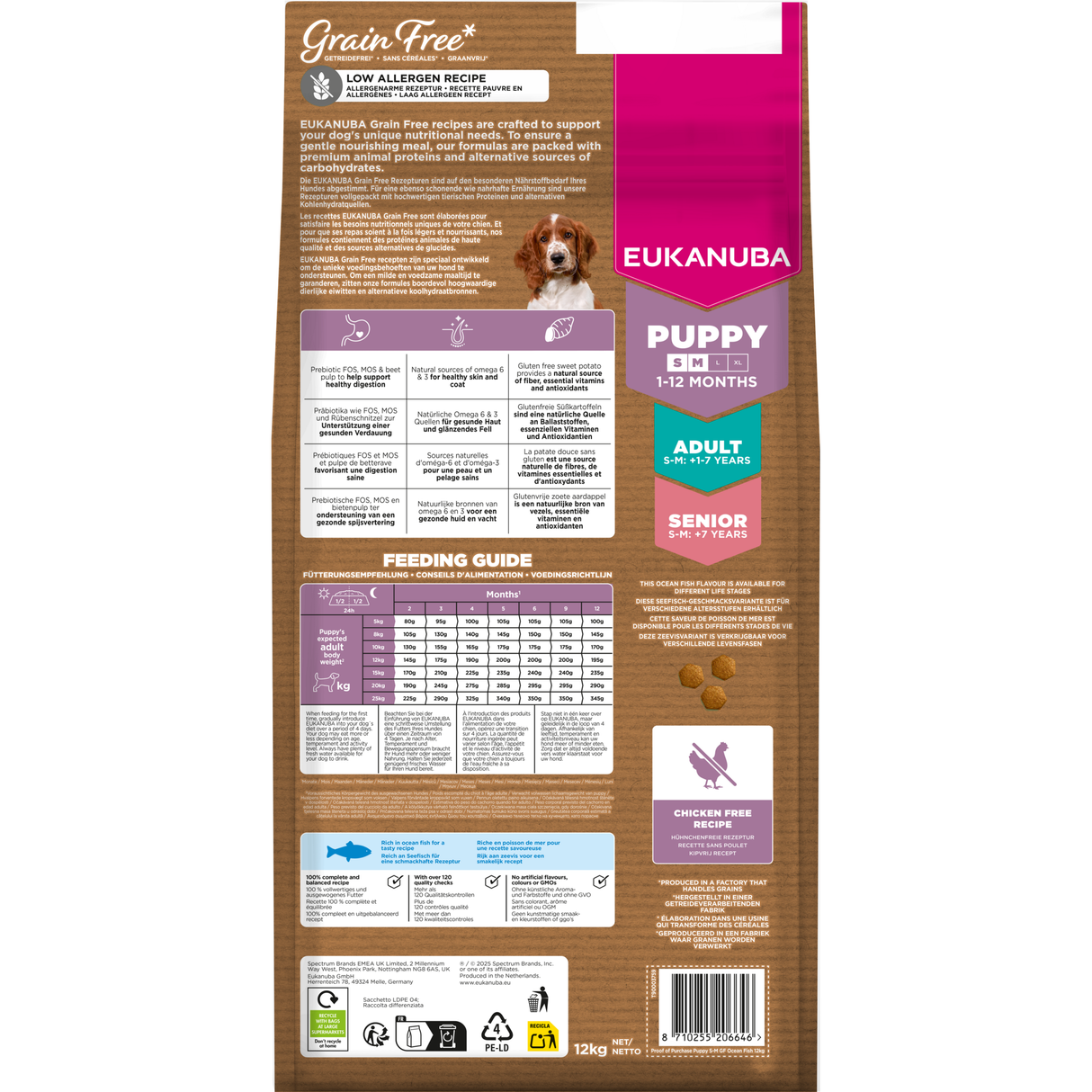 12 kg EUKANUBA Puppy S/M Grain Free mit Seefisch