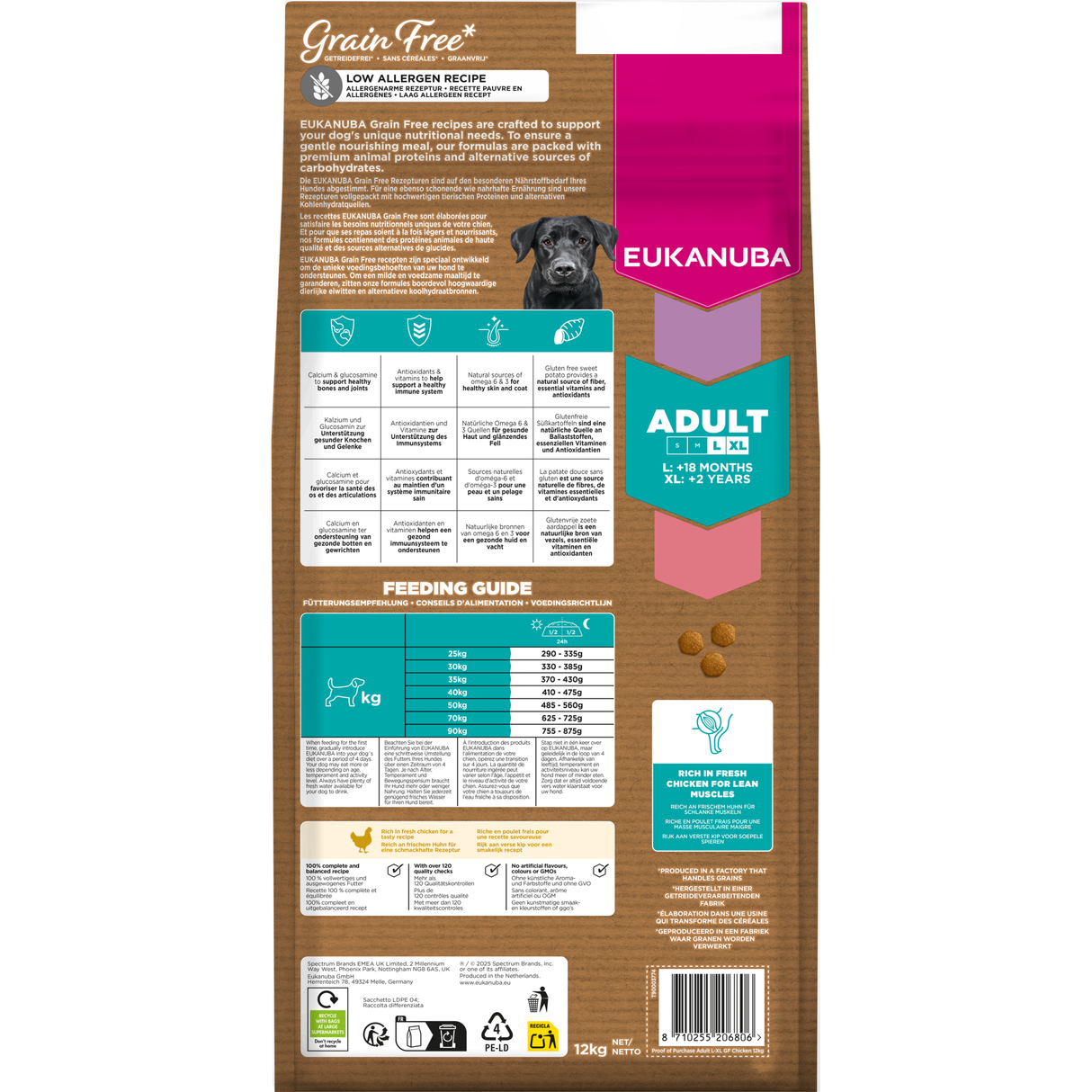 12 kg EUKANUBA Adult L/XL Grain Free mit Huhn