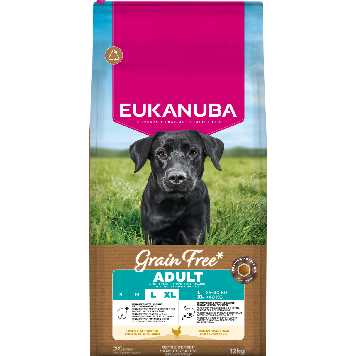 12 kg EUKANUBA Adult L/XL Grain Free mit Huhn
