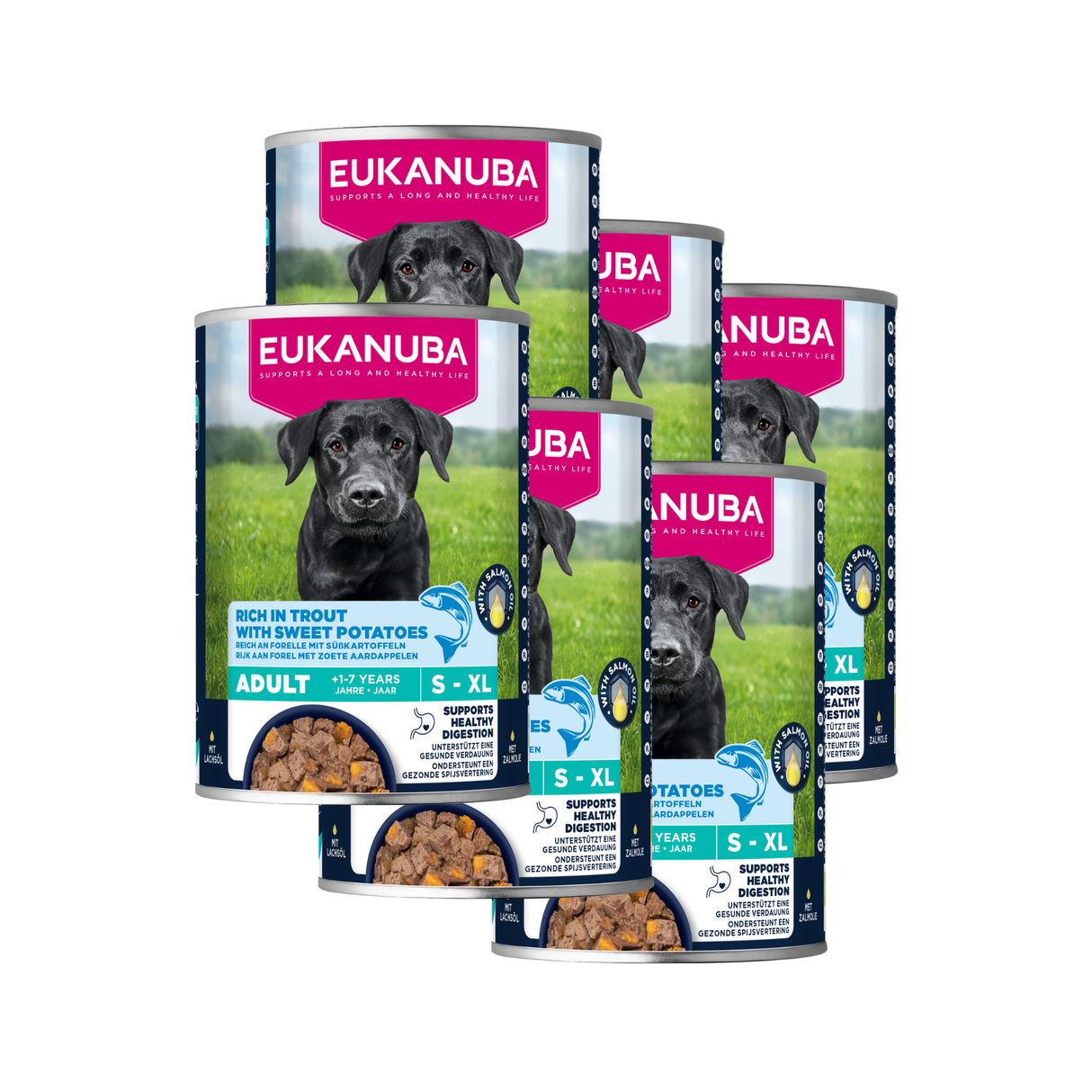6x400g EUKANUBA Nassfutter Erwachsene Forelle und Süßkartoffeln