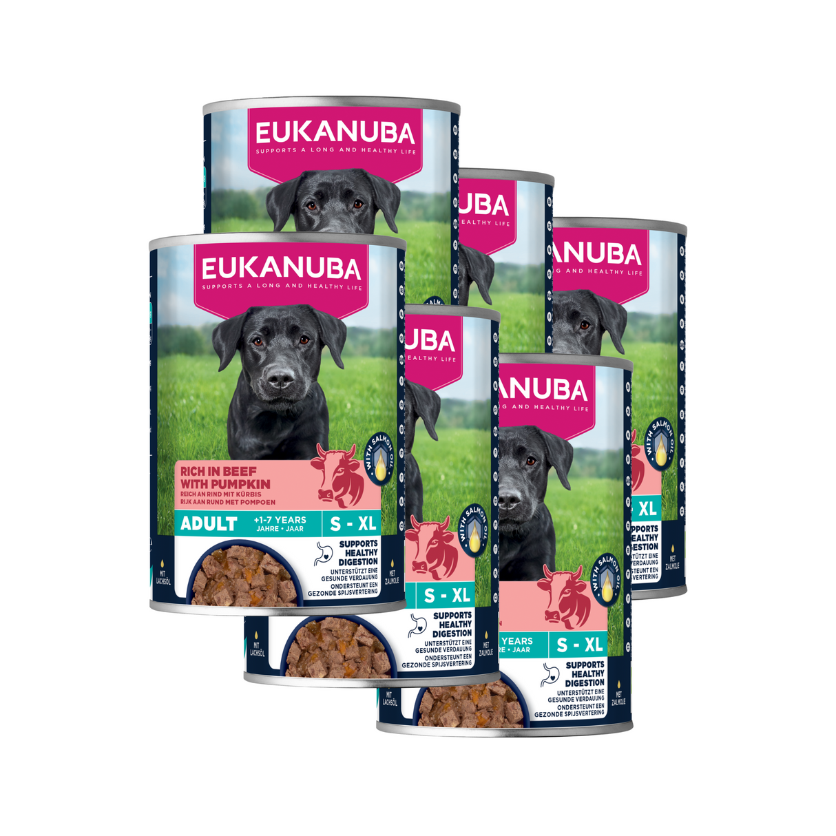 6x400g EUKANUBA Nassfutter Erwachsene mit Rind und Kürbis