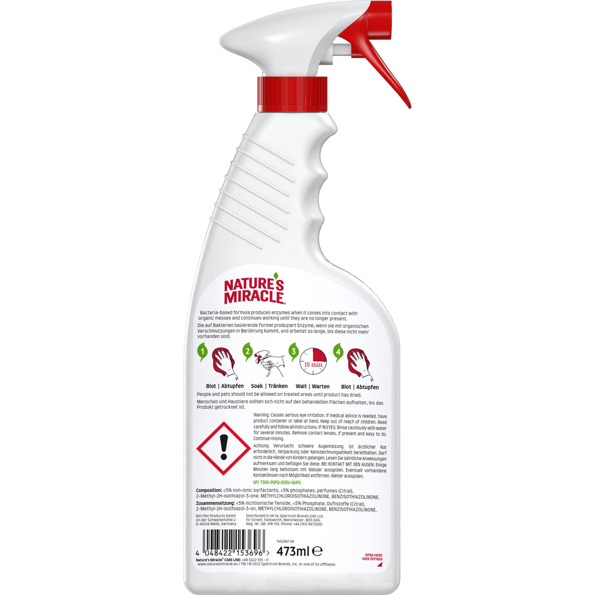 Nature's Miracle Stain & Odour Remover Katze 473ml - Eukanuba