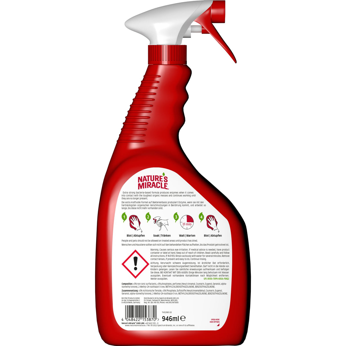 Nature's Miracle ULTIMATE Stain & Odour Remover Katze 946ml - Eukanuba