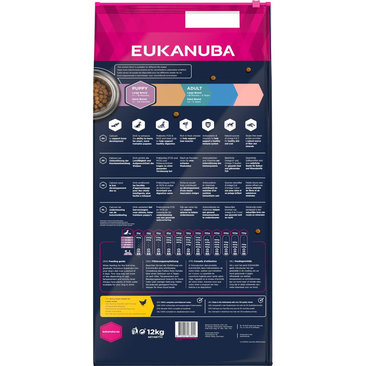 12 kg Eukanuba Welpen Grain Free mit Huhn für Große Rassen - Eukanuba