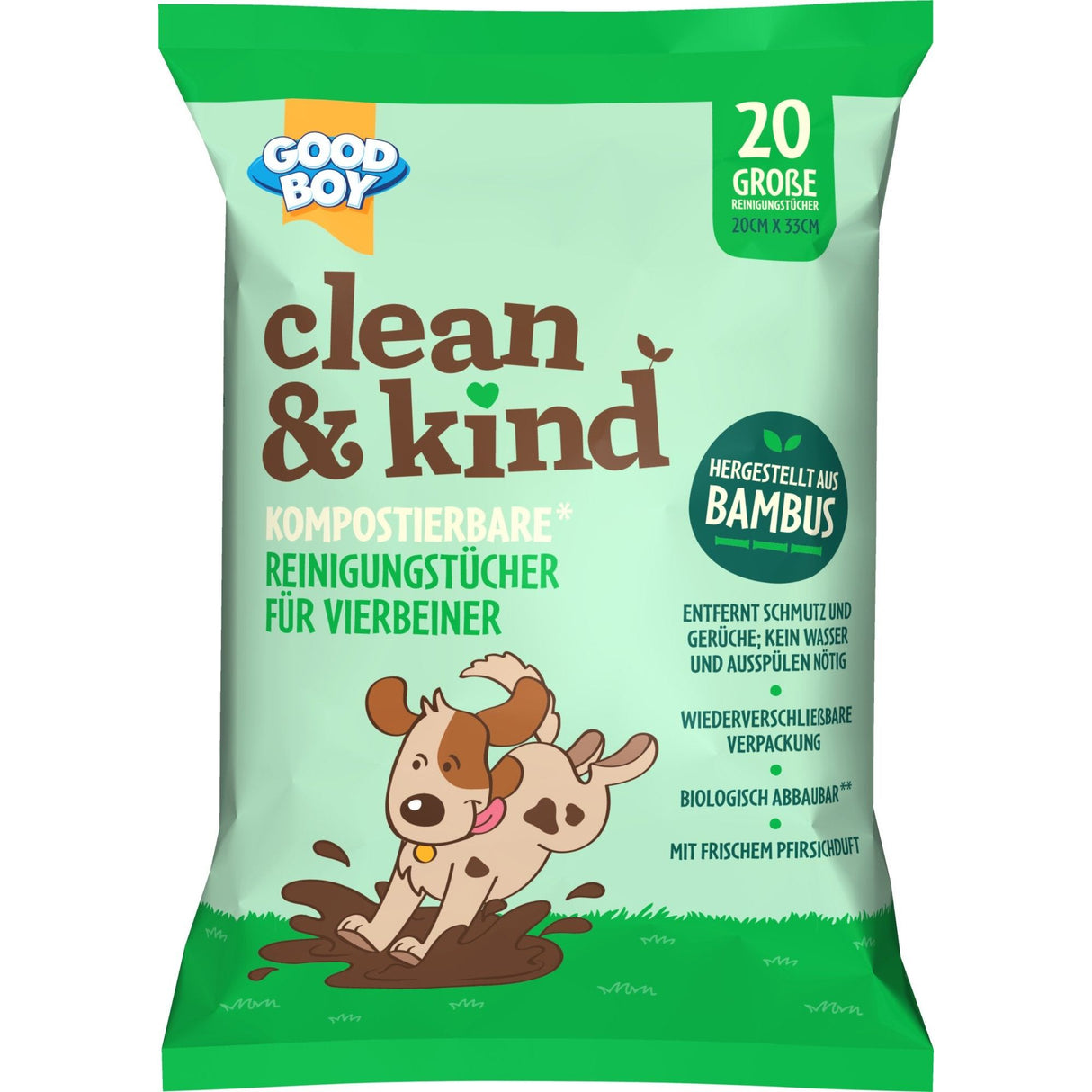 Good Boy Clean & Kind Kompostierbare Reinigungstücher für Haustiere - Karton mit 15 x 20 Stück - Eukanuba