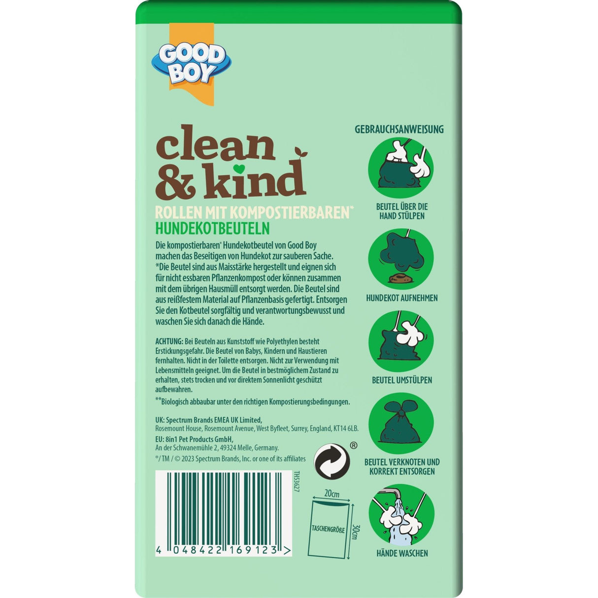 Good Boy Clean & Kind Rollen mit kompostierbaren Hundekotbeuteln - Karton mit 36 x 60 Stück - Eukanuba