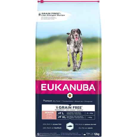 🎁 12 kg EUKANUBA Senior große Rassen Grain Free mit Seefisch (100% off) - Eukanuba