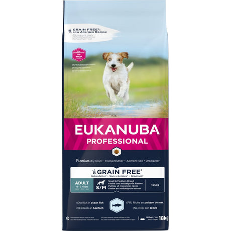 🎁 18 kg EUKANUBA Erwachsene kleiner & mittelgroße Rassen Grain Free mit Seefisch (100% off) - Eukanuba