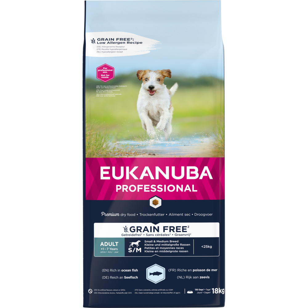 🎁 18 kg EUKANUBA Erwachsene kleiner & mittelgroße Rassen Grain Free mit Seefisch (100% off)