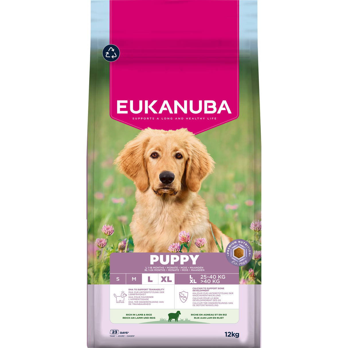 12 kg EUKANUBA Puppy L/XL mit Lamm & Reis