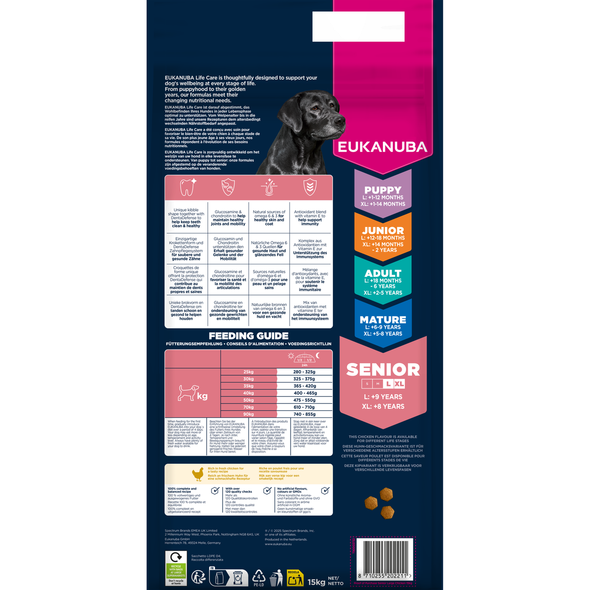 15 kg EUKANUBA Senior L/XL mit Huhn