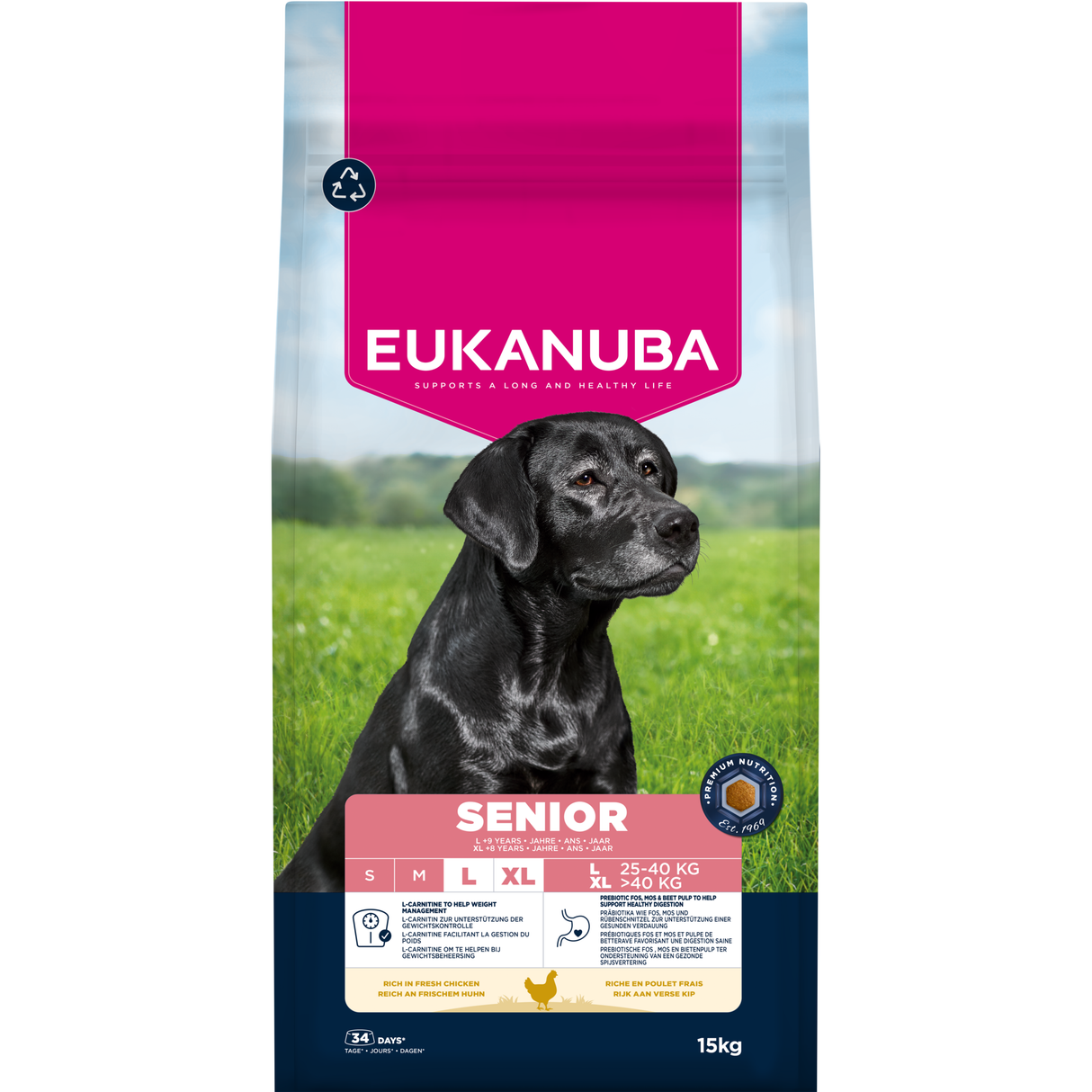 15 kg EUKANUBA Senior L/XL mit Huhn