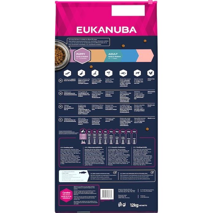 12 kg Eukanuba Grain Free Welpen kleine & mittlere Hunde Lachs - Eukanuba